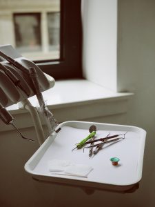 Close up of equipment tray with mirror and spatula at Orthodontist Glasgow